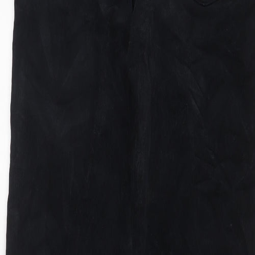 Marks and Spencer Womens Black Cotton Trousers Size 8 L30 in Regular Zip