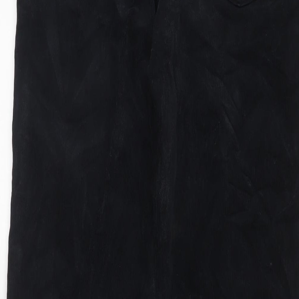 Marks and Spencer Womens Black Cotton Trousers Size 8 L30 in Regular Zip