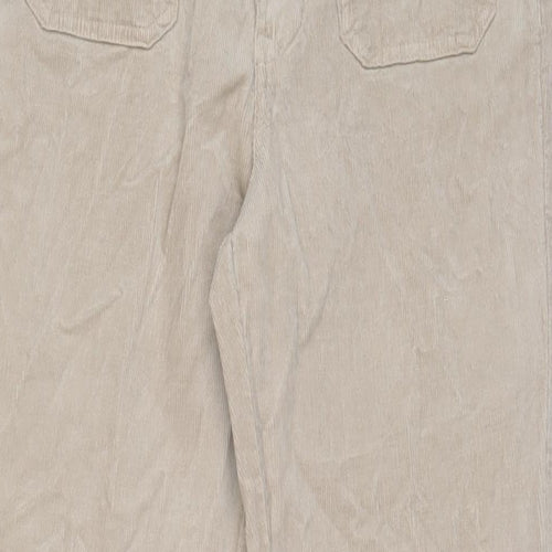 Marks and Spencer Womens Beige Cotton Trousers Size 12 L31 in Slim Zip