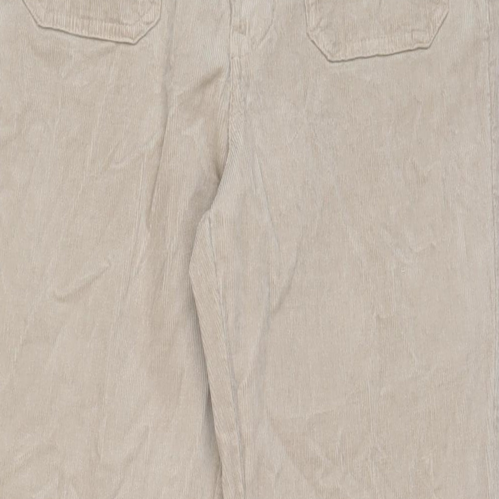 Marks and Spencer Womens Beige Cotton Trousers Size 12 L31 in Slim Zip