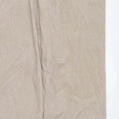 Marks and Spencer Womens Beige Cotton Trousers Size 12 L31 in Slim Zip