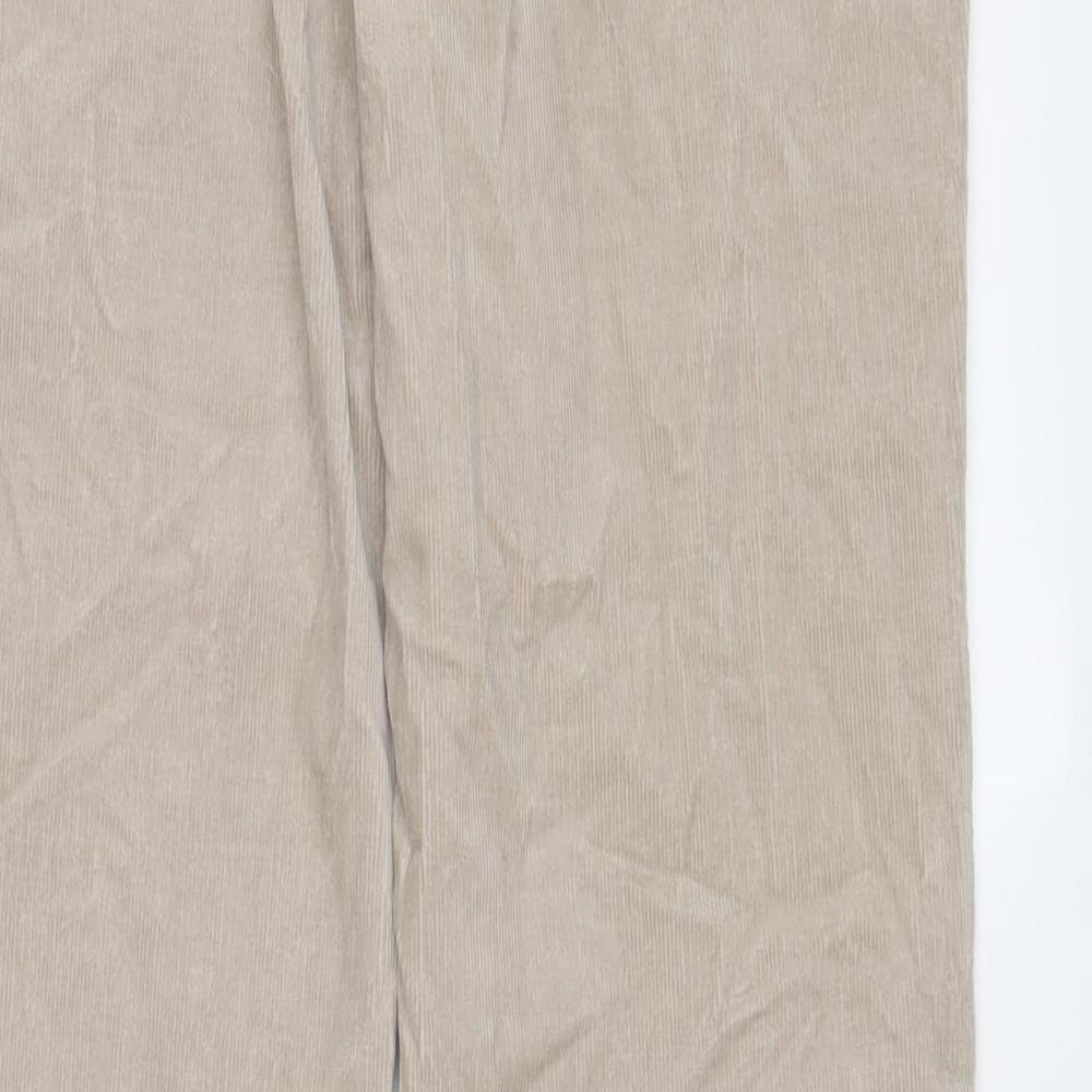 Marks and Spencer Womens Beige Cotton Trousers Size 12 L31 in Slim Zip