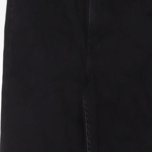 Marks and Spencer Womens Black Cotton Straight Jeans Size 14 L27 in Regular Zip