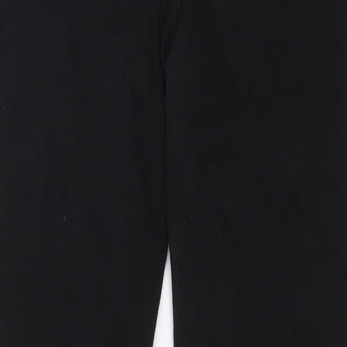 Marks and Spencer Womens Black Cotton Straight Jeans Size 14 L27 in Regular Zip