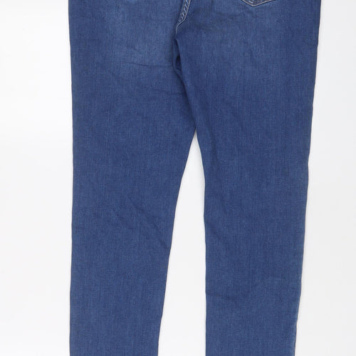 Marks and Spencer Womens Blue Cotton Skinny Jeans Size 14 L29 in Regular Zip