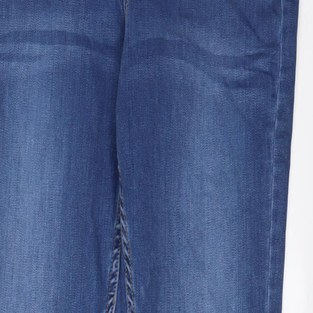 Marks and Spencer Womens Blue Cotton Skinny Jeans Size 14 L29 in Regular Zip