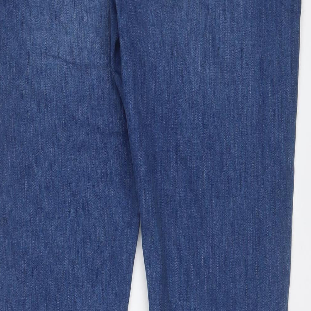 Marks and Spencer Womens Blue Cotton Skinny Jeans Size 14 L29 in Regular Zip