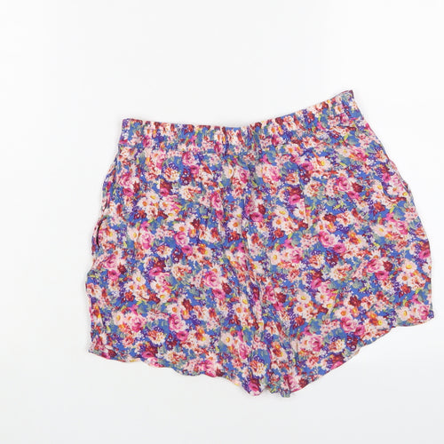 New Look Womens Multicoloured Floral Viscose Basic Shorts Size 8 Regular Pull On