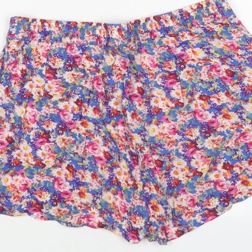 New Look Womens Multicoloured Floral Viscose Basic Shorts Size 8 Regular Pull On