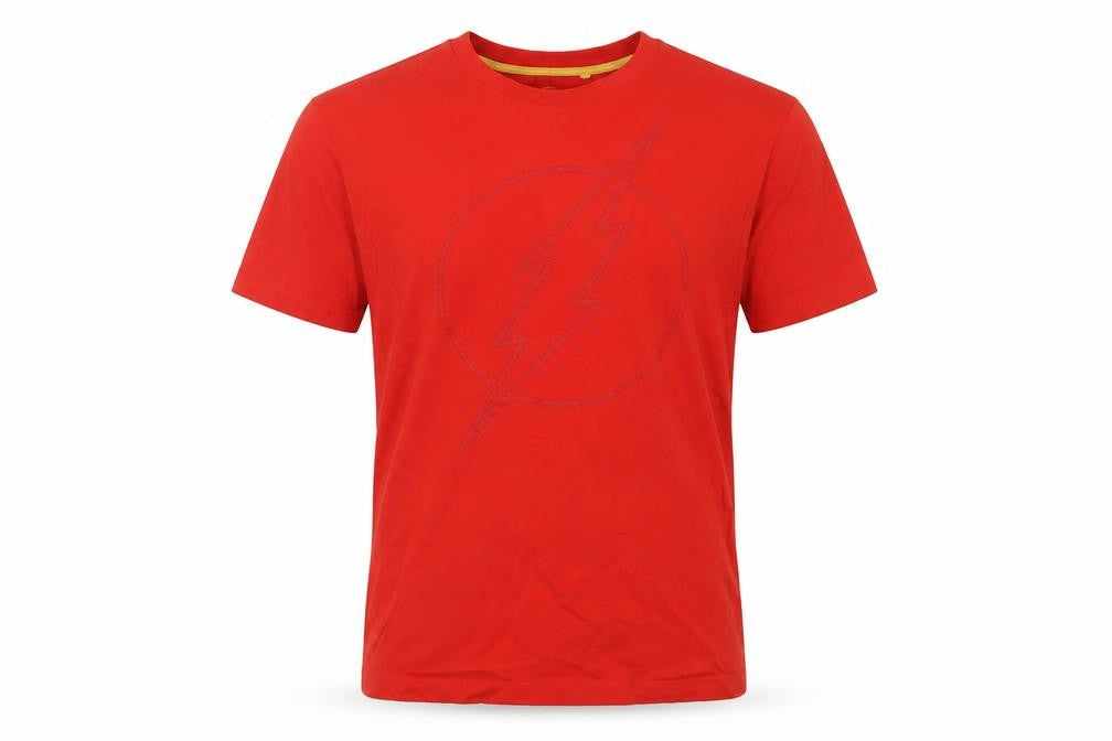 The flash Mens Red Cotton T-Shirt Size L Crew Neck