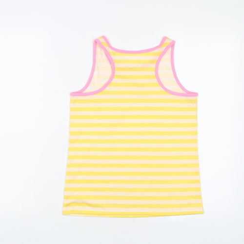 Cat & Jack Girls Yellow Striped Cotton Basic Tank Size 14 Years Scoop Neck Pullover - Rainbows