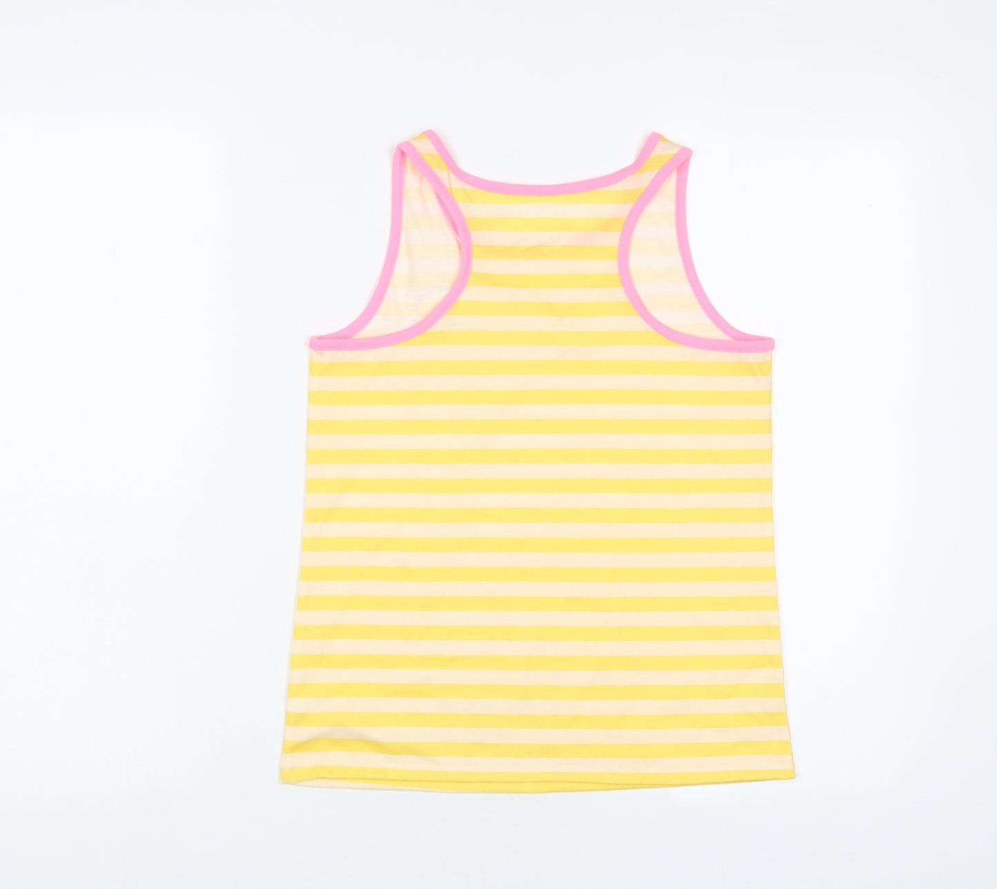 Cat & Jack Girls Yellow Striped Cotton Basic Tank Size 14 Years Scoop Neck Pullover - Rainbows