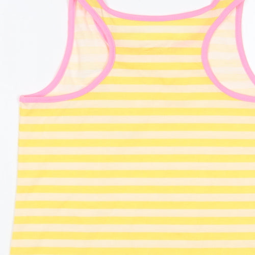 Cat & Jack Girls Yellow Striped Cotton Basic Tank Size 14 Years Scoop Neck Pullover - Rainbows