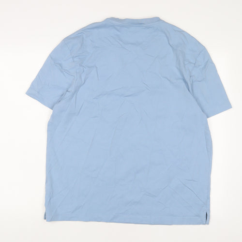 Marks and Spencer Mens Blue Cotton T-Shirt Size L Crew Neck