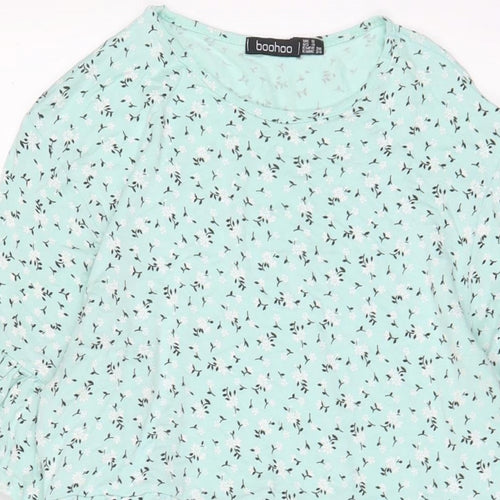 Boohoo Womens Blue Fair Isle Viscose A-Line Size 8 Crew Neck Pullover