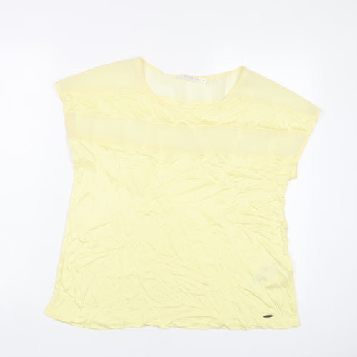 Betty & Co Womens Yellow Viscose Basic T-Shirt Size M Crew Neck