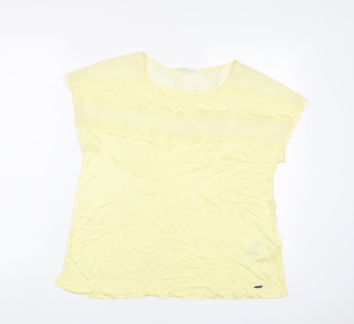 Betty & Co Womens Yellow Viscose Basic T-Shirt Size M Crew Neck