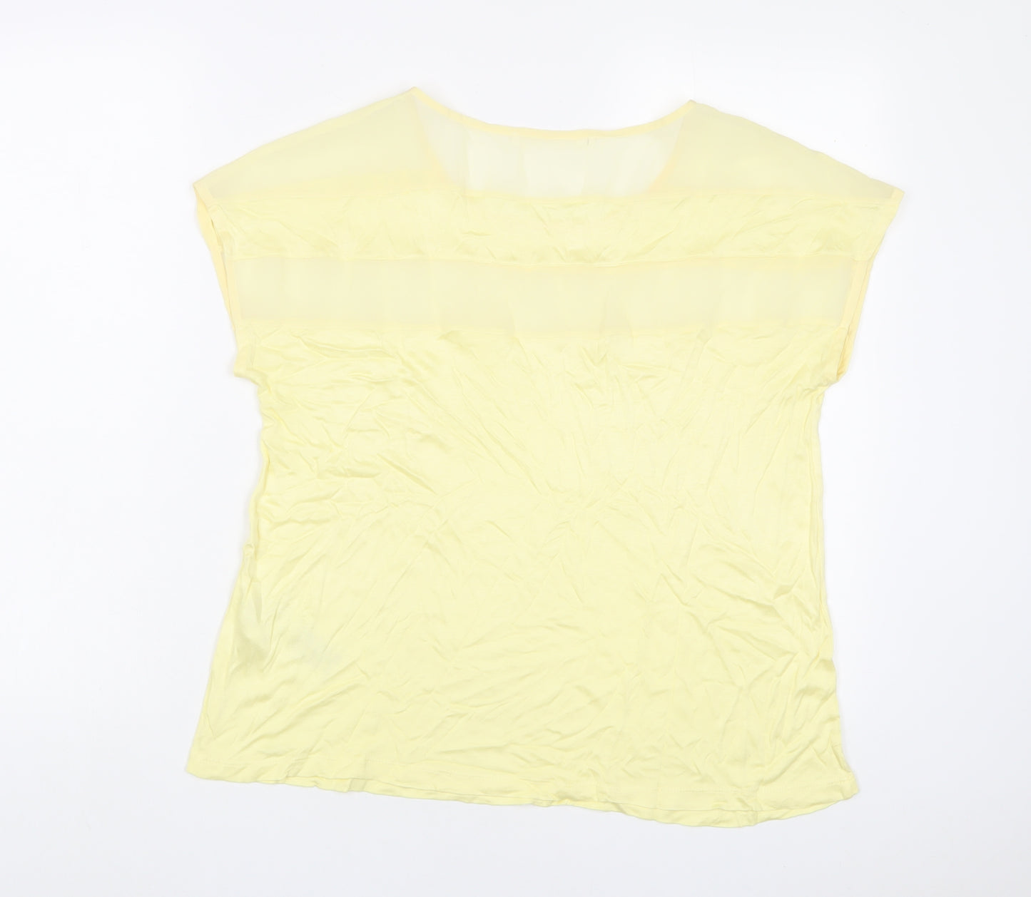 Betty & Co Womens Yellow Viscose Basic T-Shirt Size M Crew Neck