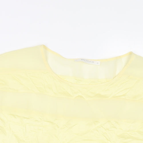 Betty & Co Womens Yellow Viscose Basic T-Shirt Size M Crew Neck