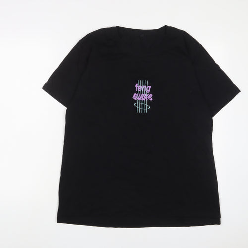 Fairwear Womens Black Cotton Basic T-Shirt Size L Crew Neck - Embroidered