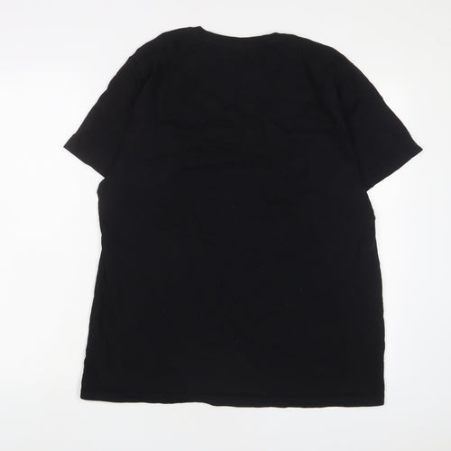 Fairwear Womens Black Cotton Basic T-Shirt Size L Crew Neck - Embroidered