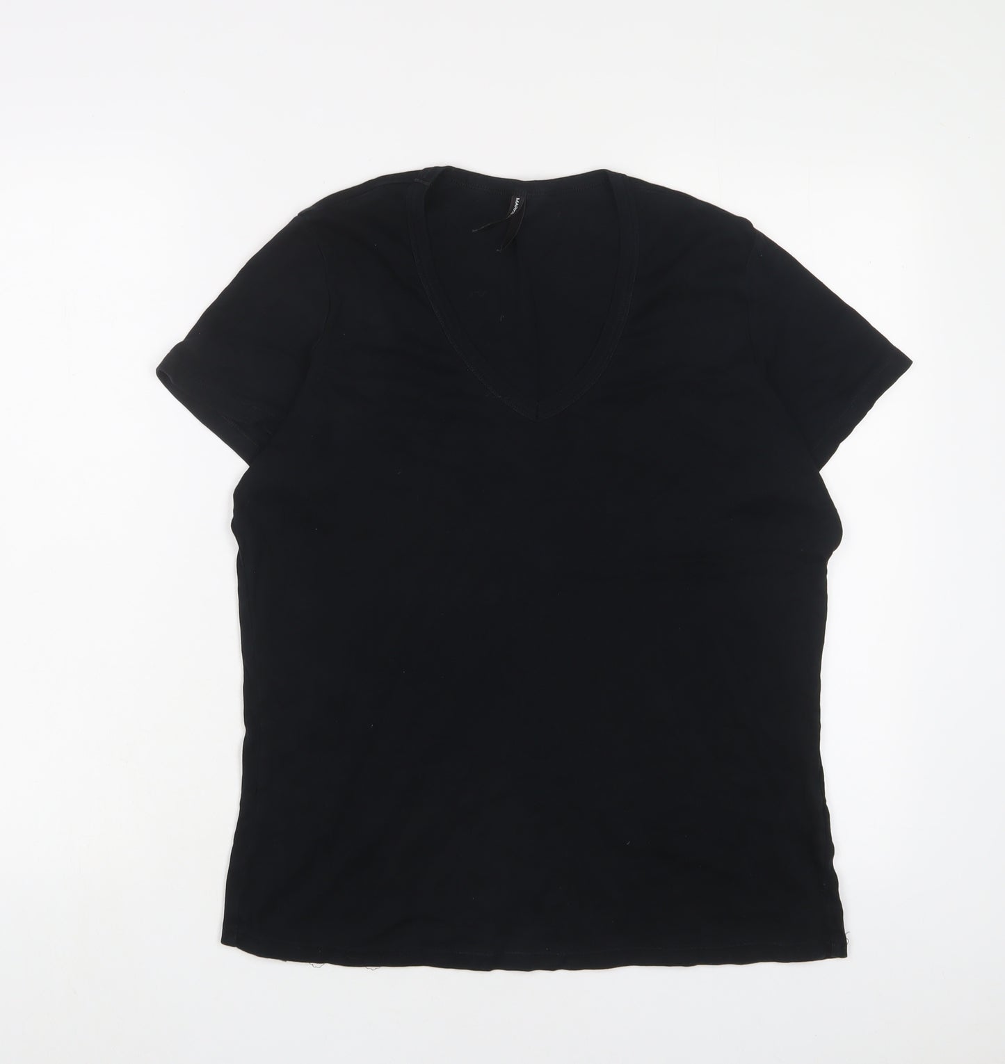 Marks and Spencer Womens Black Cotton Basic T-Shirt Size 20 V-Neck