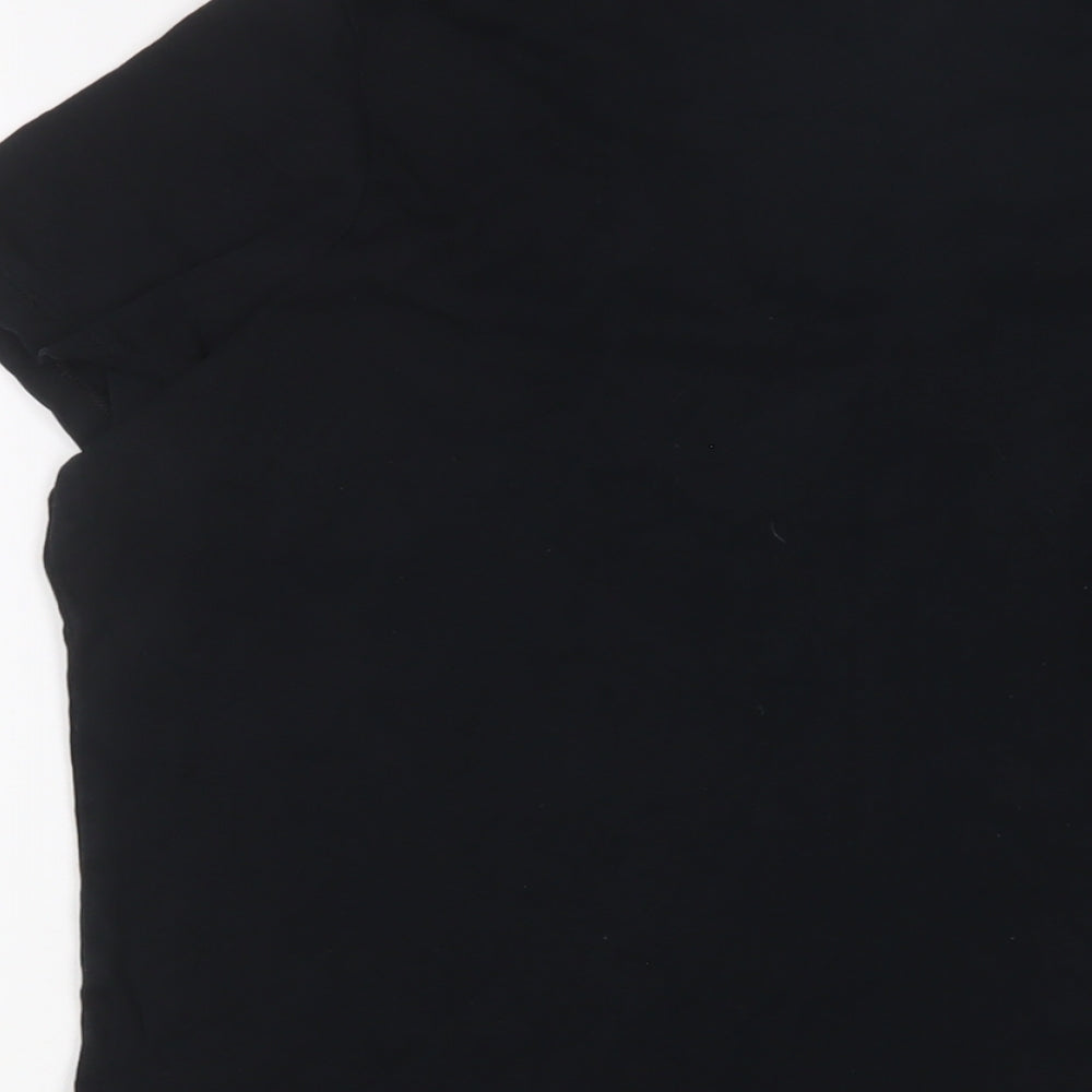 Marks and Spencer Womens Black Cotton Basic T-Shirt Size 20 V-Neck