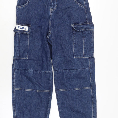 PEACEBIRD Mens Blue Cotton Tapered Jeans Size 26 in L26 in Regular Zip