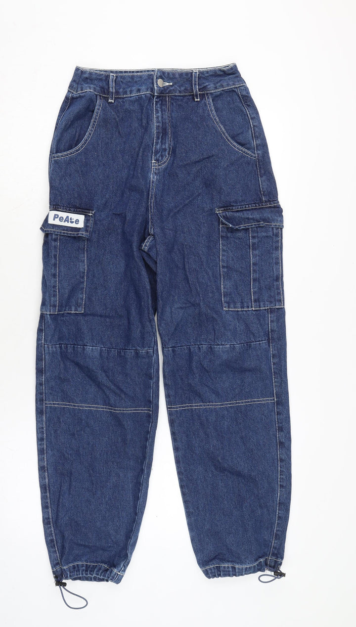 PEACEBIRD Mens Blue Cotton Tapered Jeans Size 26 in L26 in Regular Zip