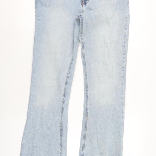 ASOS Mens Blue Cotton Blend Flared Jeans Size 32 in L34 in Regular Zip