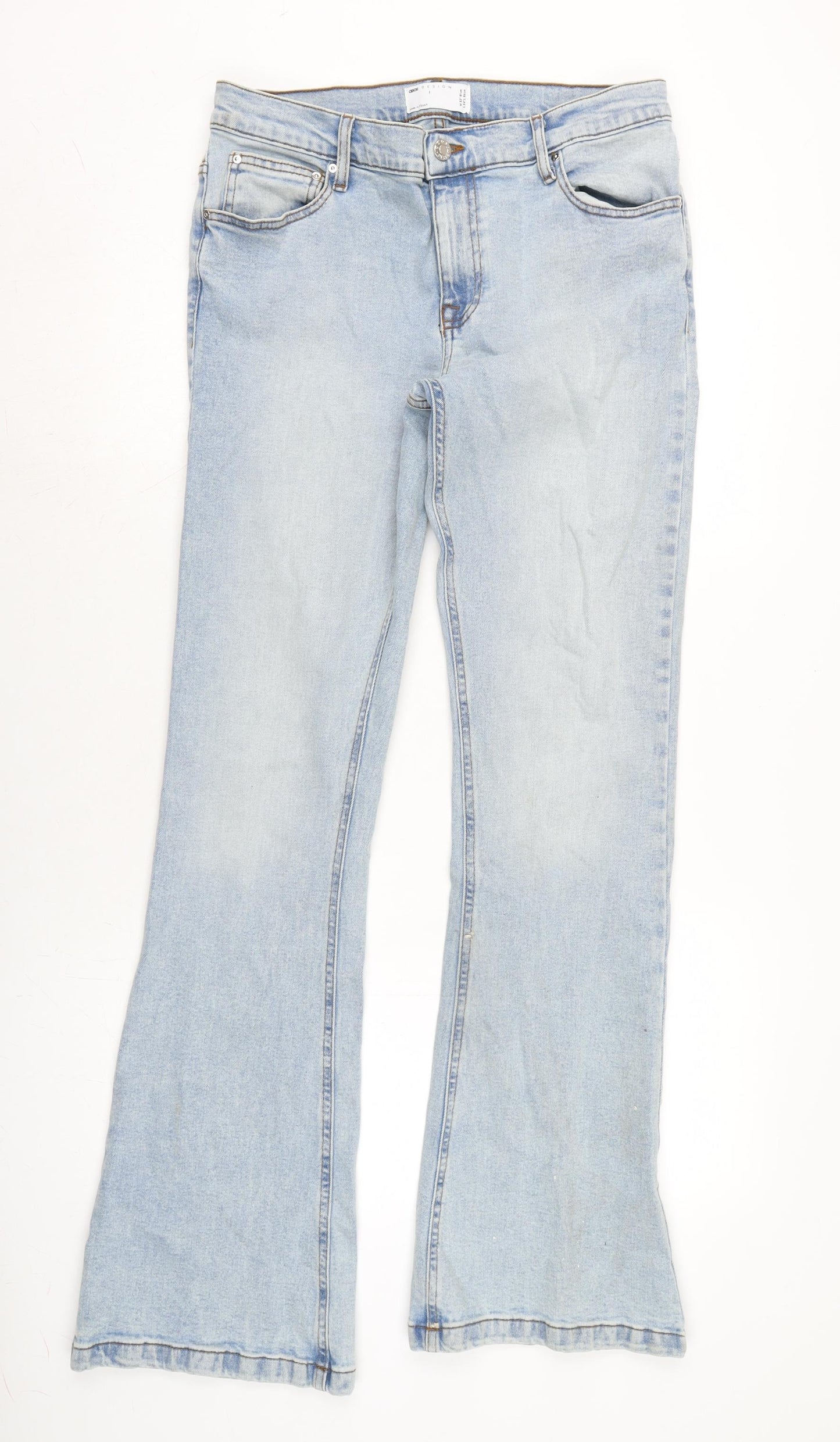 ASOS Mens Blue Cotton Blend Flared Jeans Size 32 in L34 in Regular Zip