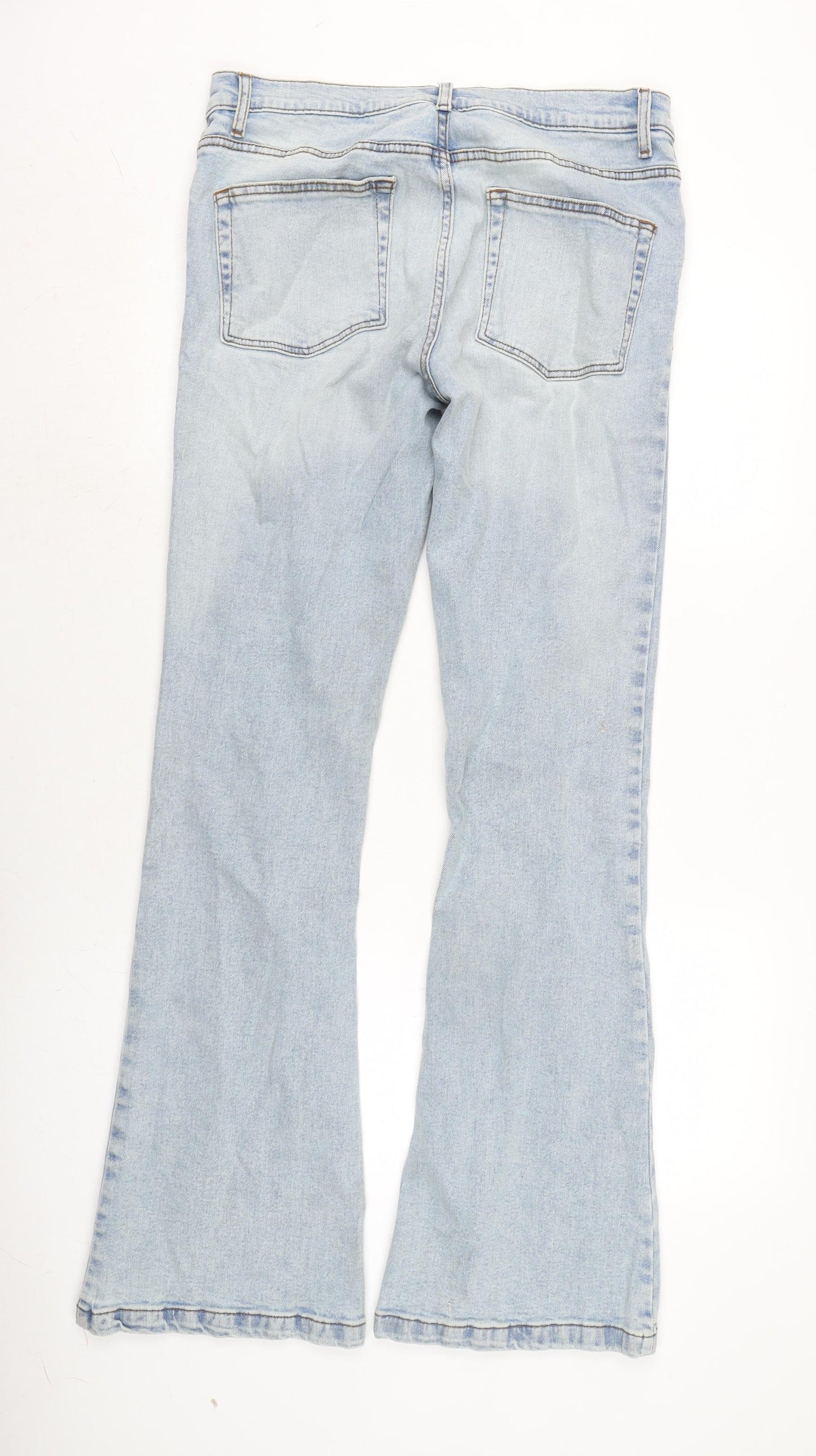 ASOS Mens Blue Cotton Blend Flared Jeans Size 32 in L34 in Regular Zip