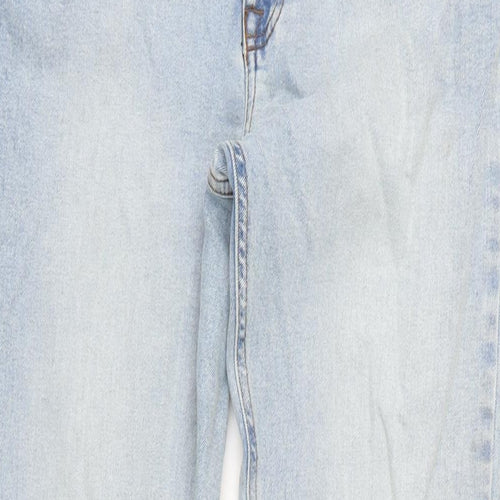 ASOS Mens Blue Cotton Blend Flared Jeans Size 32 in L34 in Regular Zip