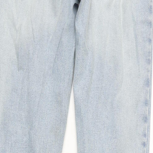 ASOS Mens Blue Cotton Blend Flared Jeans Size 32 in L34 in Regular Zip