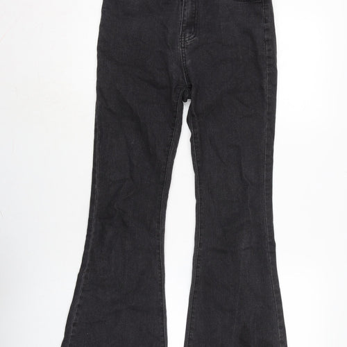 JEANS Womens Blue Cotton Blend Flared Jeans Size 26 in L29 in Regular Zip - Raw Hem