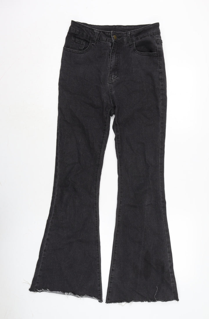 JEANS Womens Blue Cotton Blend Flared Jeans Size 26 in L29 in Regular Zip - Raw Hem