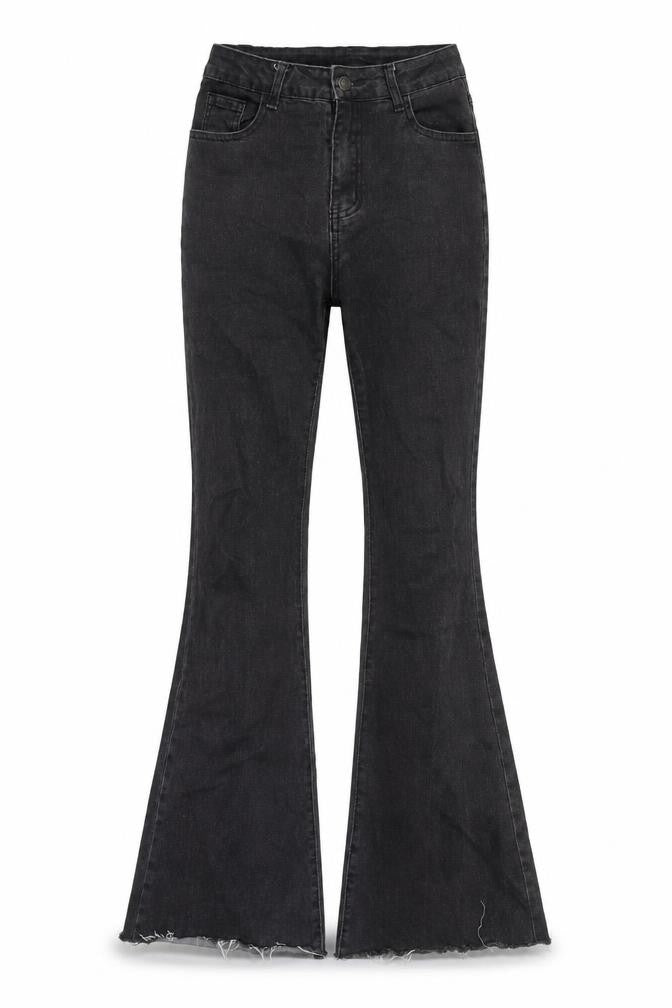 JEANS Womens Blue Cotton Blend Flared Jeans Size 26 in L29 in Regular Zip - Raw Hem