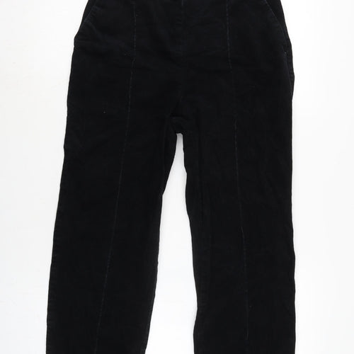 Marks and Spencer Womens Black Cotton Trousers Size 8 L21.5 in Regular Zip