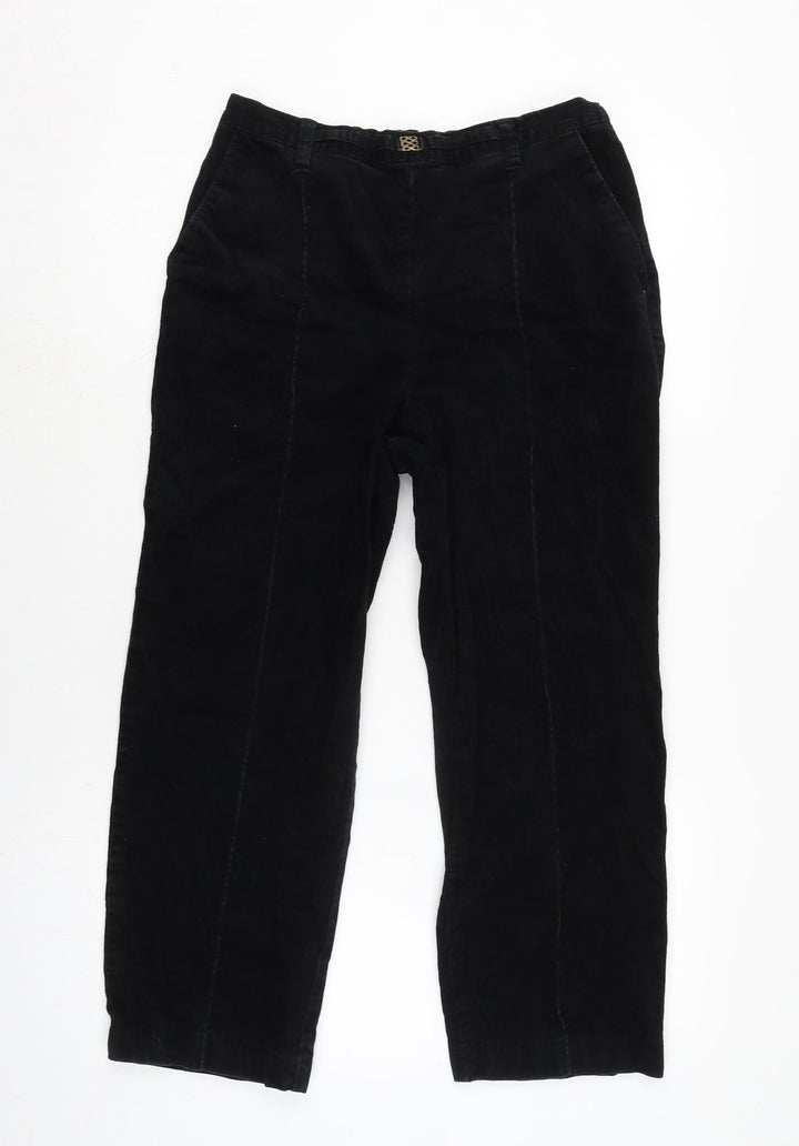 Marks and Spencer Womens Black Cotton Trousers Size 8 L21.5 in Regular Zip