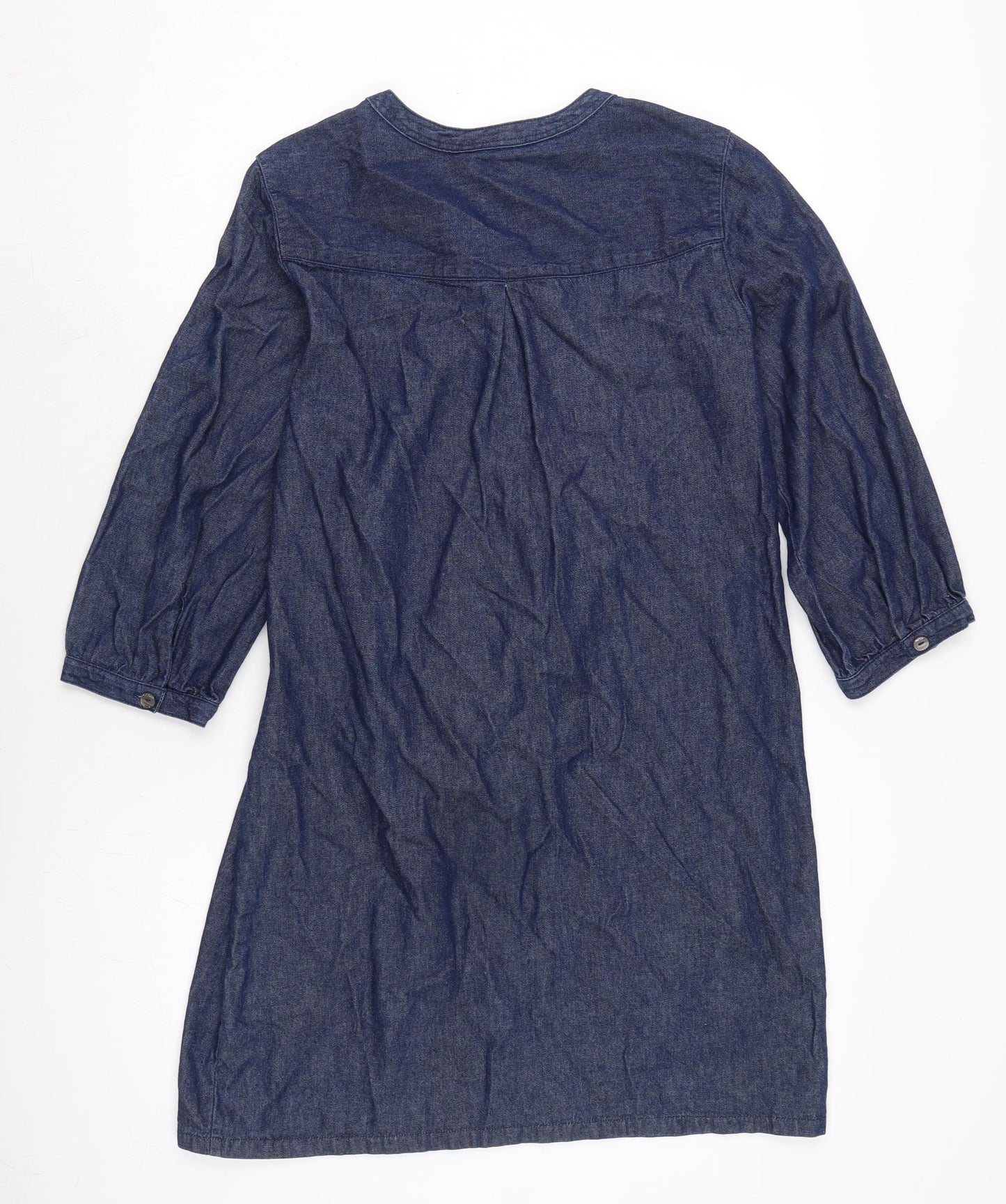 F&F Womens Blue Cotton A-Line Size 12 Crew Neck Button
