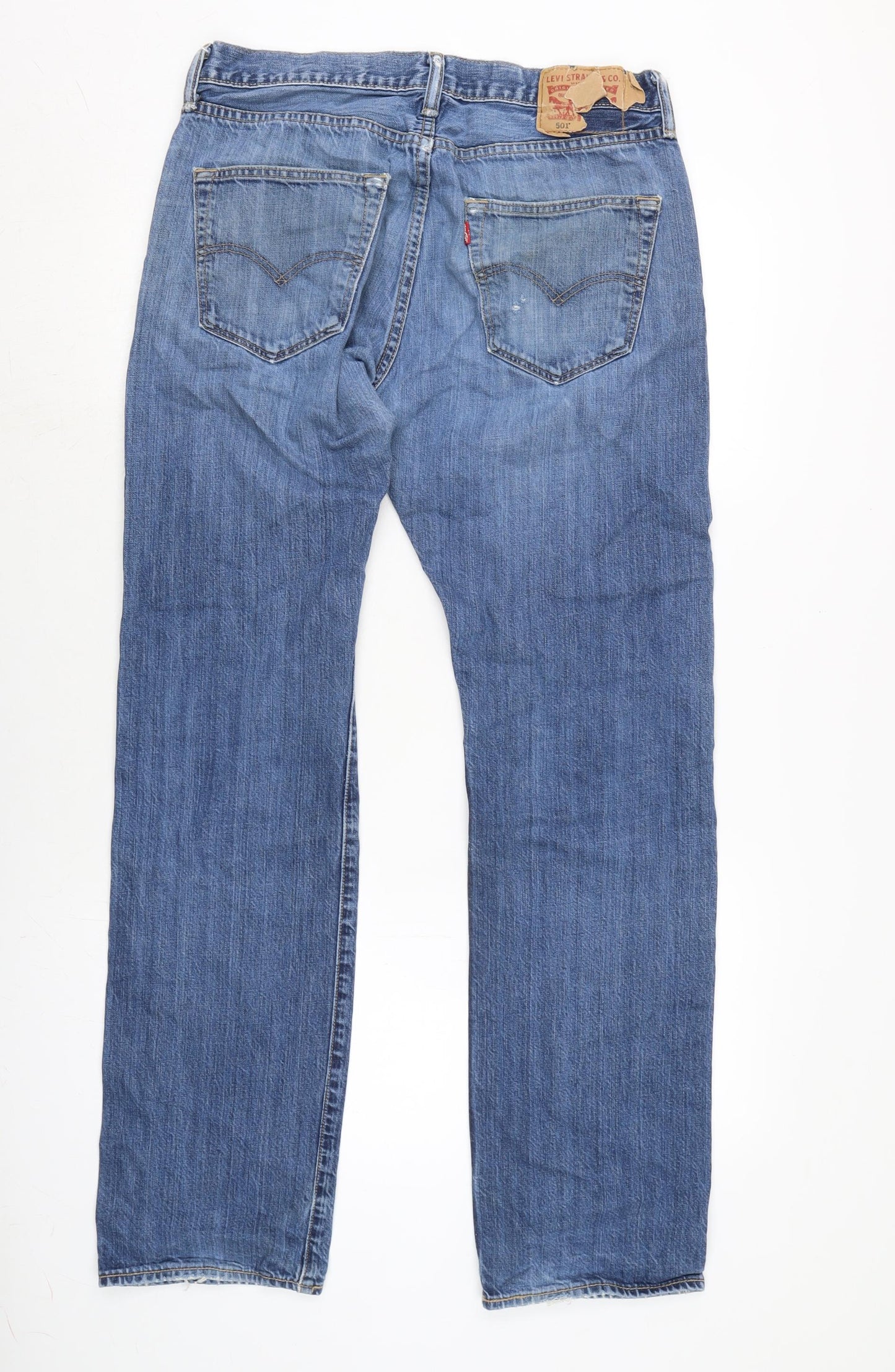 Levi's Mens Blue Cotton Straight Jeans Size 31 in L32 in Regular Button