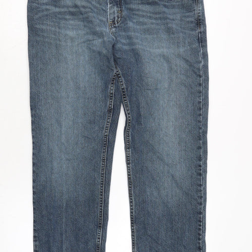 Lee Mens Blue Cotton Straight Jeans Size 32 in L28 in Regular Zip