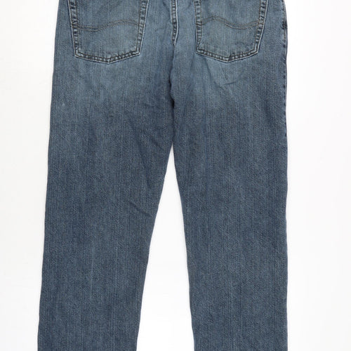 Lee Mens Blue Cotton Straight Jeans Size 32 in L28 in Regular Zip