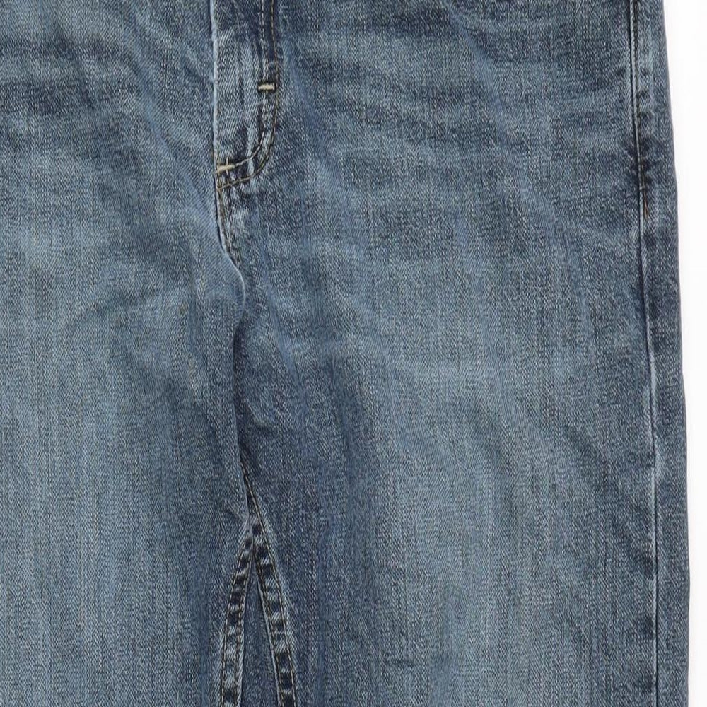 Lee Mens Blue Cotton Straight Jeans Size 32 in L28 in Regular Zip