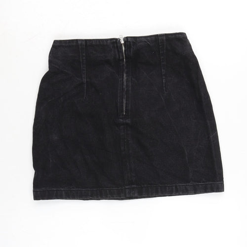 Topshop Womens Grey Cotton A-Line Skirt Size 6 Zip