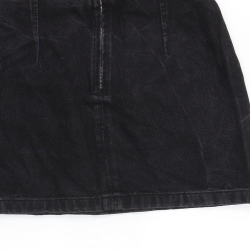 Topshop Womens Grey Cotton A-Line Skirt Size 6 Zip