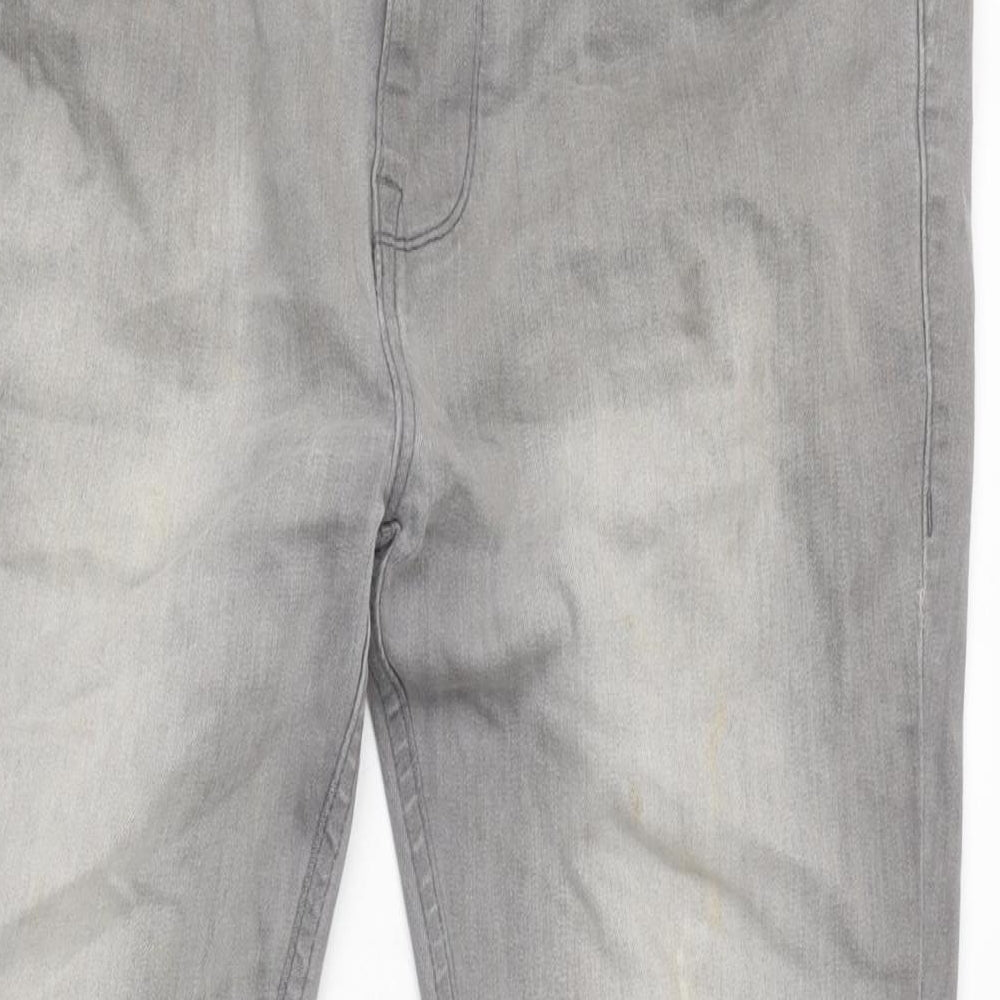 River Island Mens Grey Cotton Blend Skinny Jeans Size 34 in L29 in Regular Zip