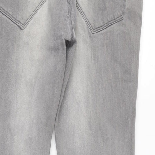 River Island Mens Grey Cotton Blend Skinny Jeans Size 34 in L29 in Regular Zip