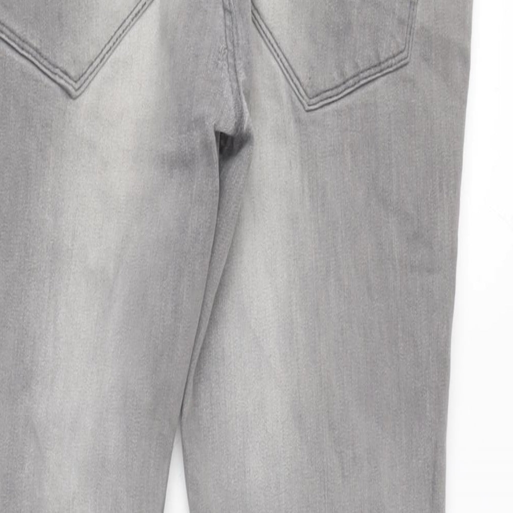 River Island Mens Grey Cotton Blend Skinny Jeans Size 34 in L29 in Regular Zip