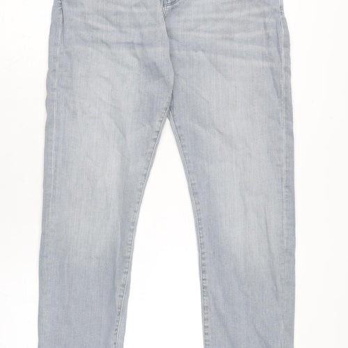 Reiss Mens Grey Cotton Blend Straight Jeans Size 34 in L29 in Regular Zip